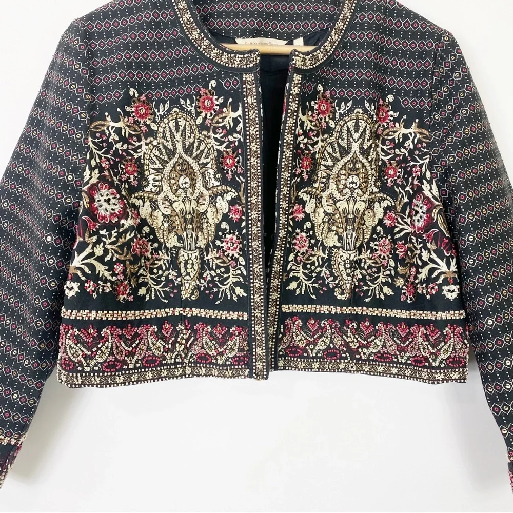 Soft Surroundings Embroidered Embellished Statement Jacket Bolero Fancy Boho M